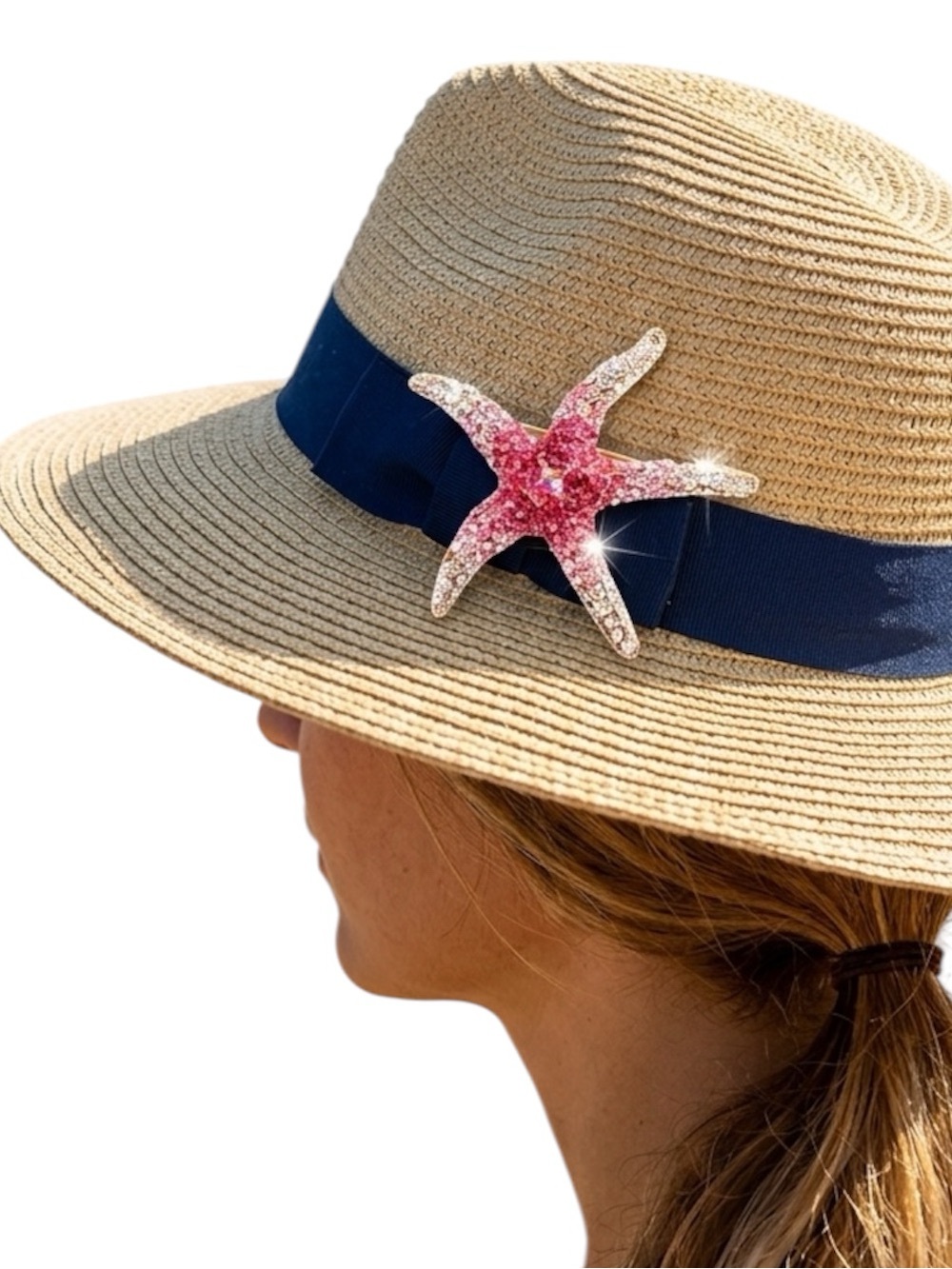 Sparkly Pink Rhinestone Starfish Brooch Pin – Gold-Tone Crystal Sea Star